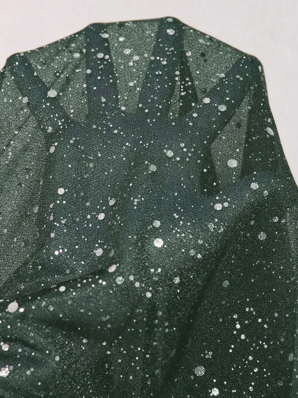 Midnight Women Starlight Plus Size Black V-Neck Glitter Gown – Long Sleeve Slit Evening Dress