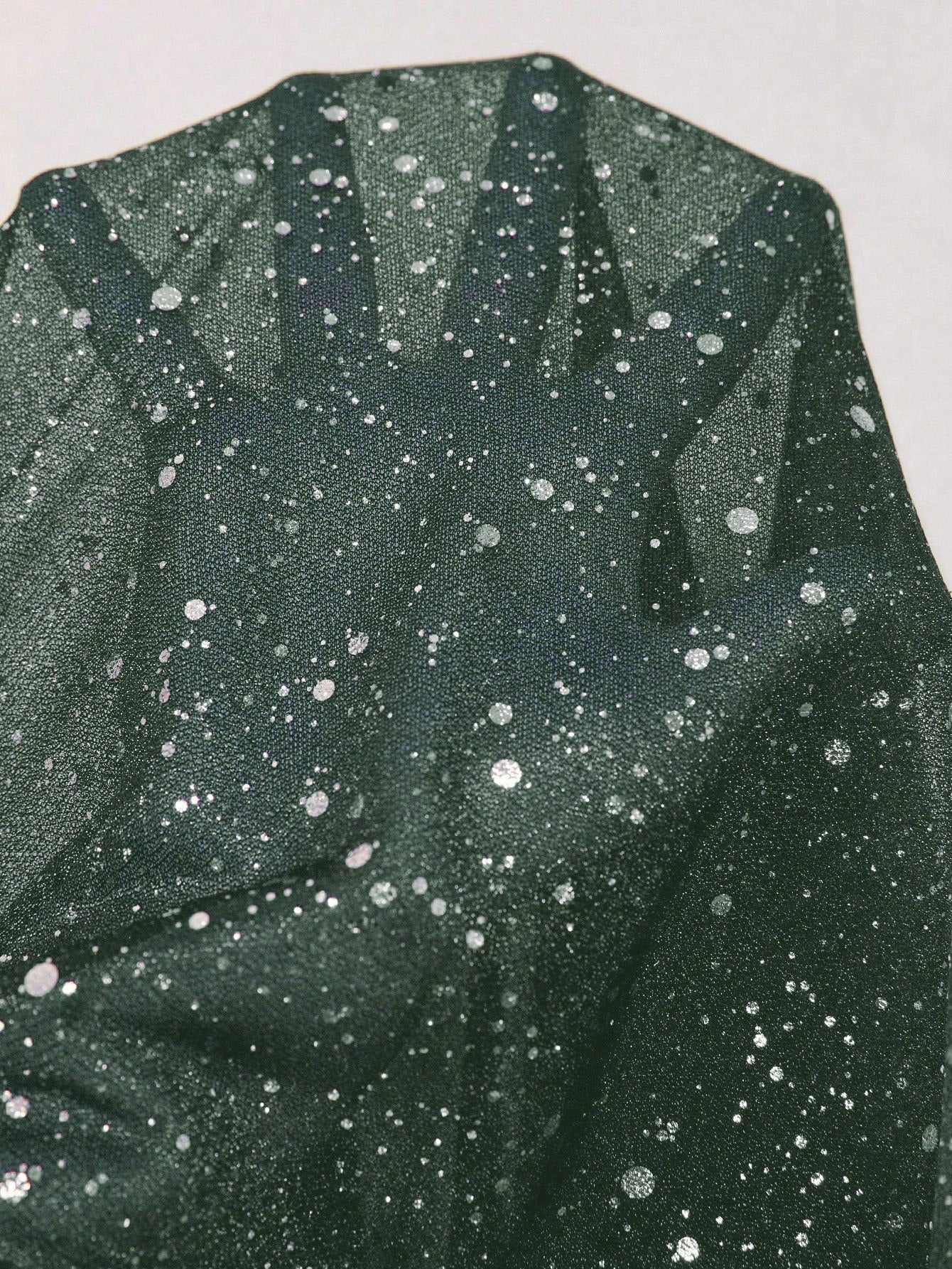 Midnight Women Starlight Plus Size Black V-Neck Glitter Gown – Long Sleeve Slit Evening Dress