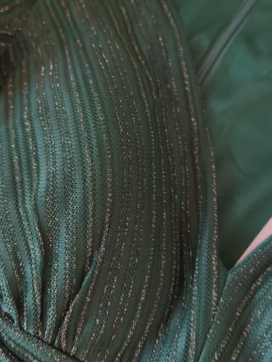 Women’s Luxury Black Sparkly V-Neck Lantern Sleeve Evening Gown – Formal Long Sleeve Wedding Guest & Party Dress